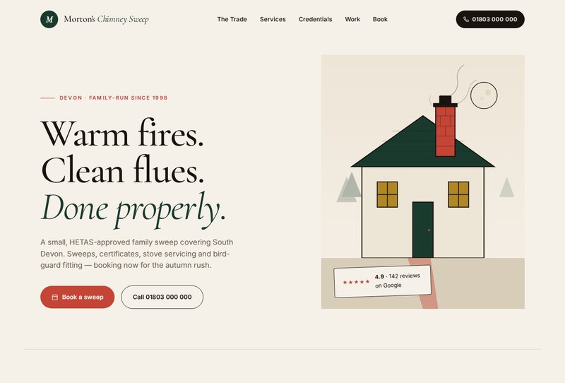 Morton's Chimney Sweep website